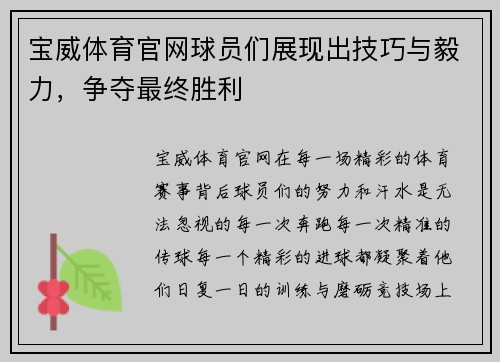 宝威体育官网球员们展现出技巧与毅力，争夺最终胜利